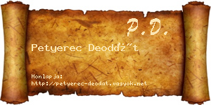 Petyerec Deodát névjegykártya